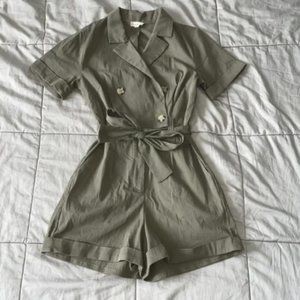 Army Green Romper with Bow